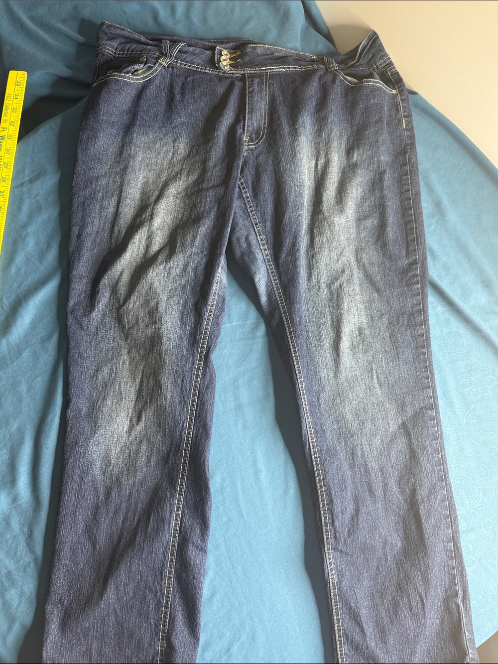 Angels Slim Straight Jeans in Dark Blue Wash